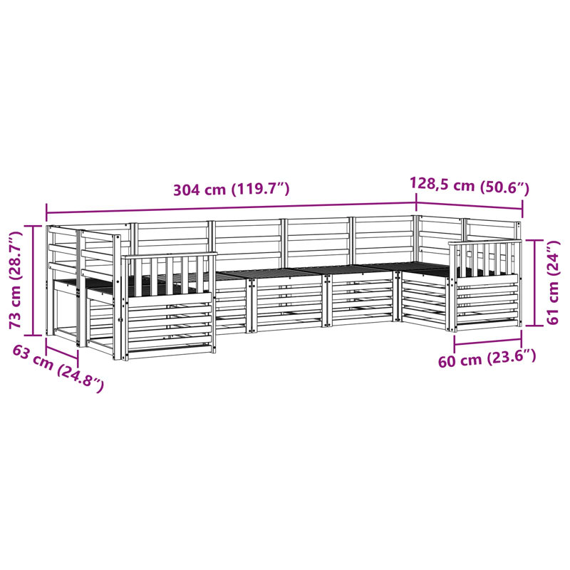 304cm Wide Patio Sectional Set