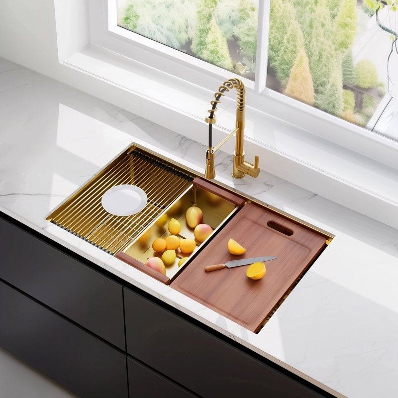 32X19 Inch  Undermount Kitchen Sink 16 Gauge Stainless Steel Single Bowl Kitchen Sink, Matt Black