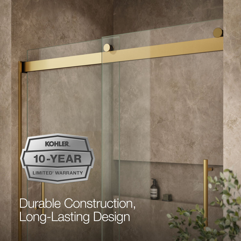 Levity Plus Less Sliding Bath Door, 61-9/16 In. H X 56-5/8 - 59-5/8 In. W, With 5/16 In.-Thick Crystal Clear Glass, Bronze