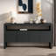 Console moderne à 4 portes avec tablette ouverte et grain de bois naturel-829679360