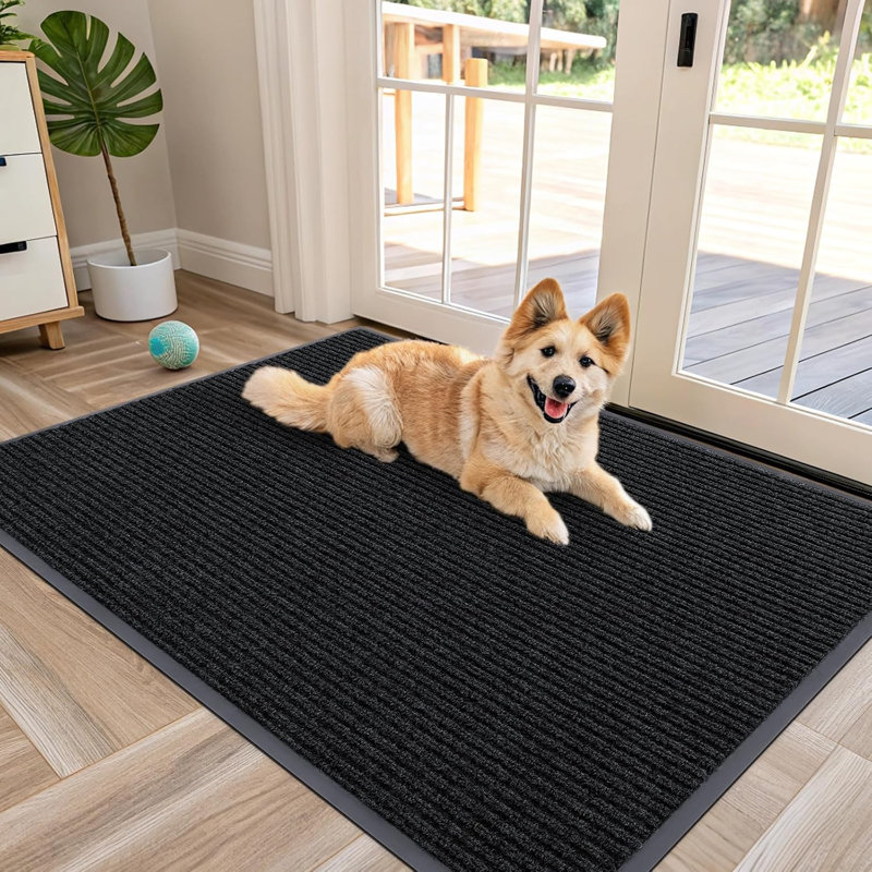 Waterproof Heavy Duty Door Mat, Black, 47" x 32"