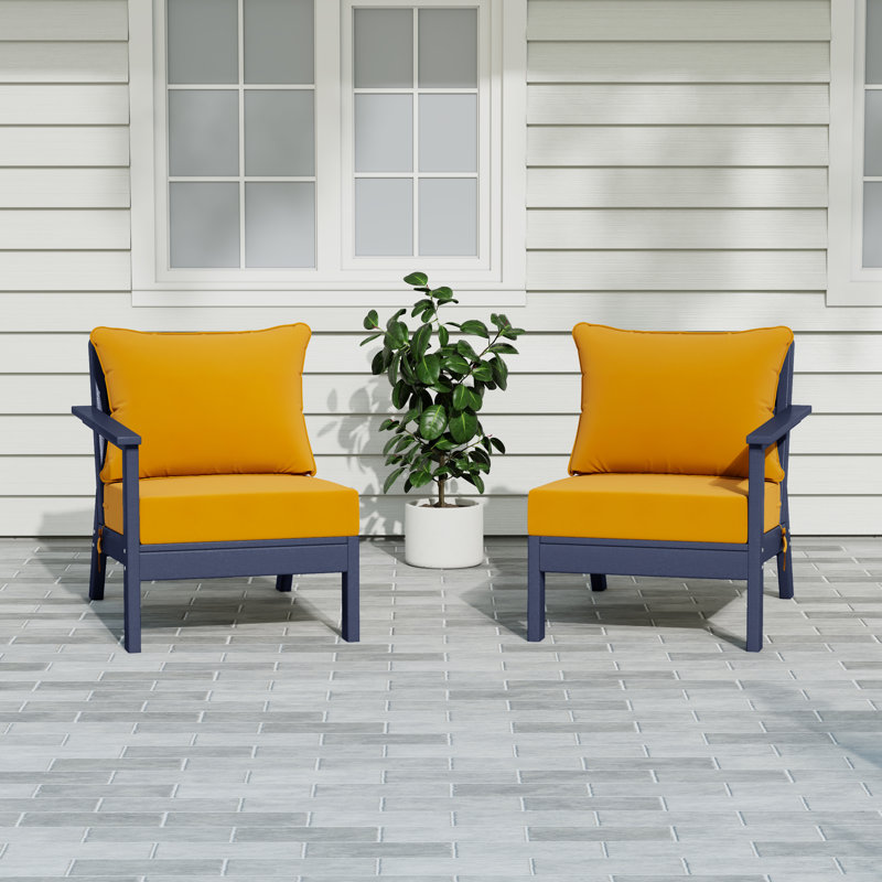 Ensemble de sièges profonds avec coussins, Marine, Yellow