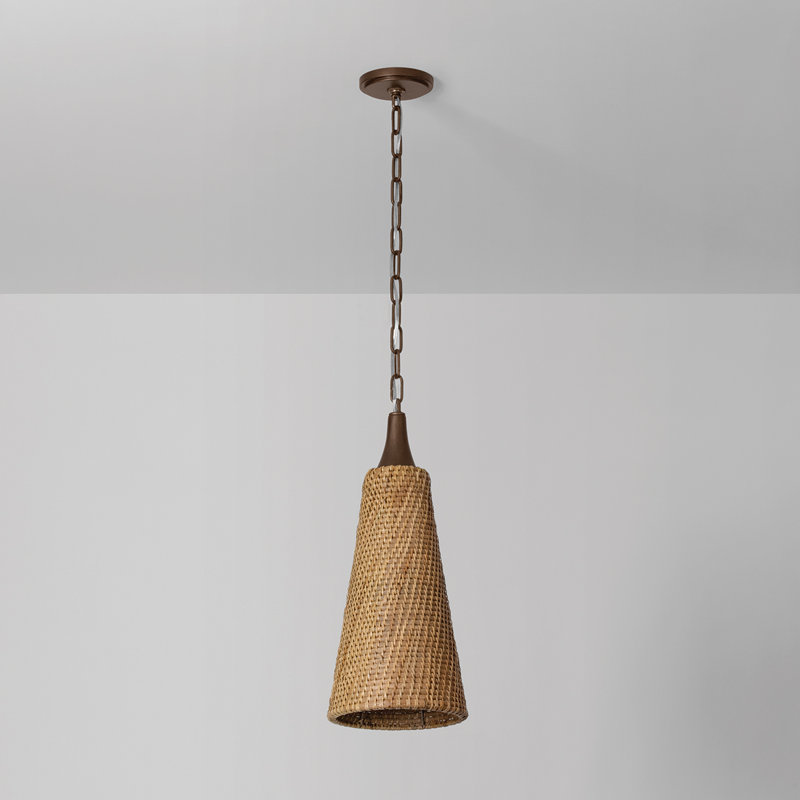 Kenzo 8.5" 1-Light Wicker Cone Pendant