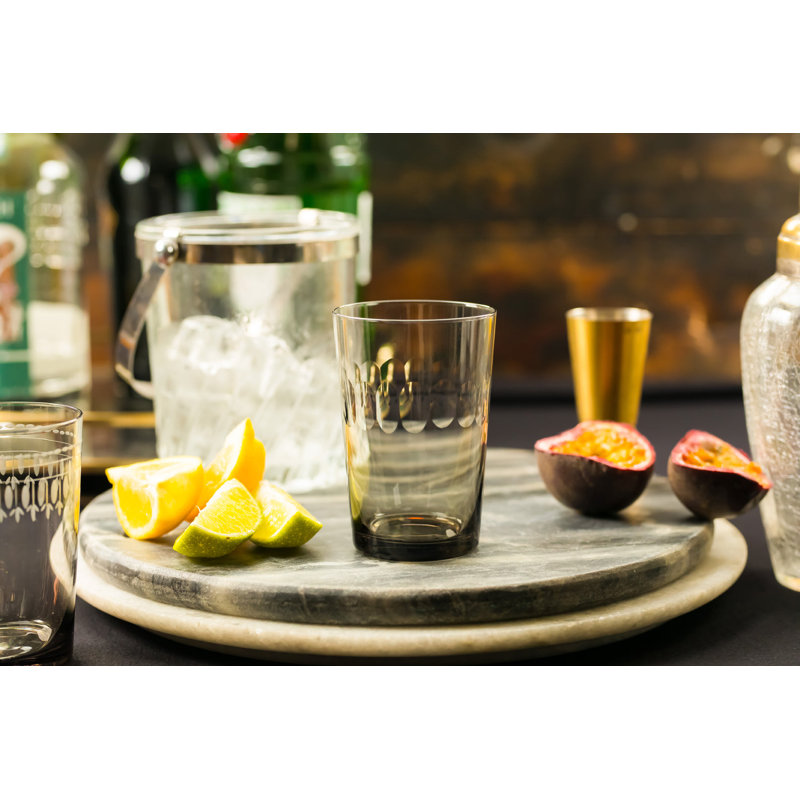 Handmade Crystal Drinking Glass, Clear/Black