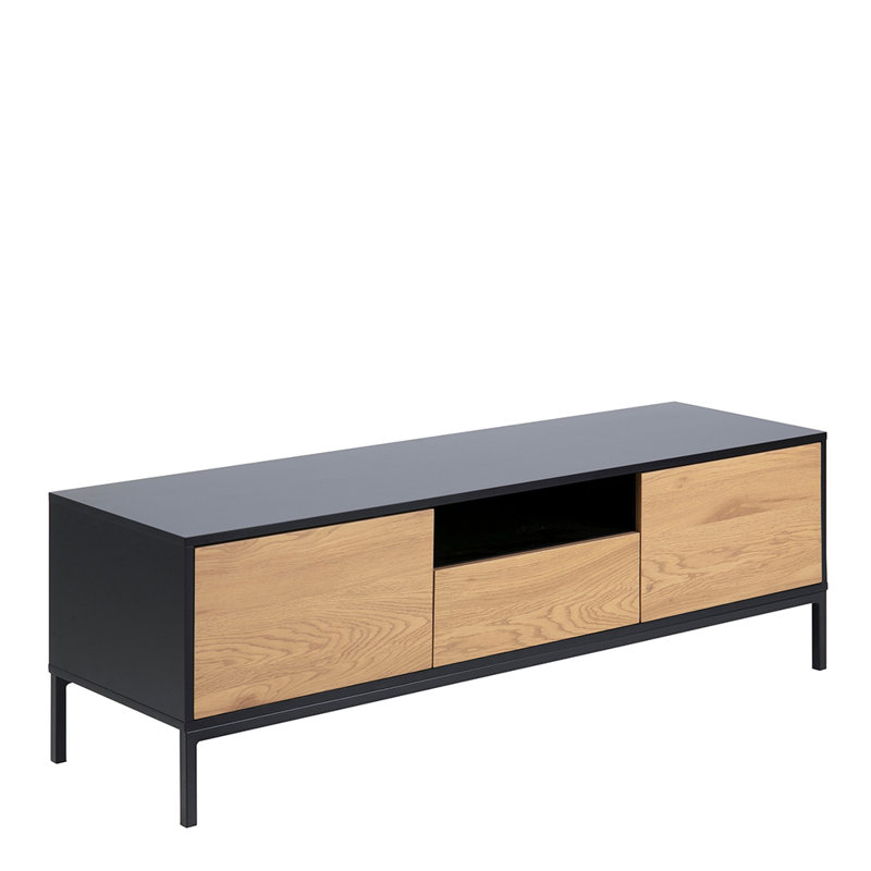Joliet Unfinished TV Stand for TVs up to 60", Black & Oak