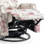 Upholstered Classic Wing Back Manual Handle Swivel Rock Glider Recliner with Naihead Trims-1923752618