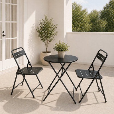 All-weather 3-piece Outdoor Folding Patio Bistro Set With Table