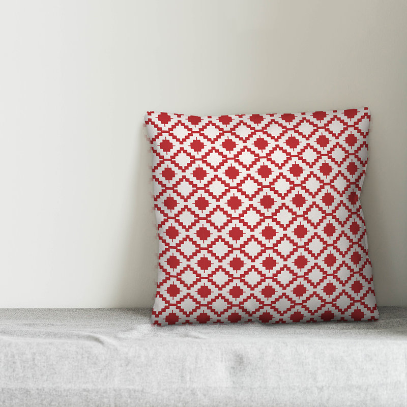 Geometric Reversible Throw Pillow, 20" x 20", White/Red Geometric 2