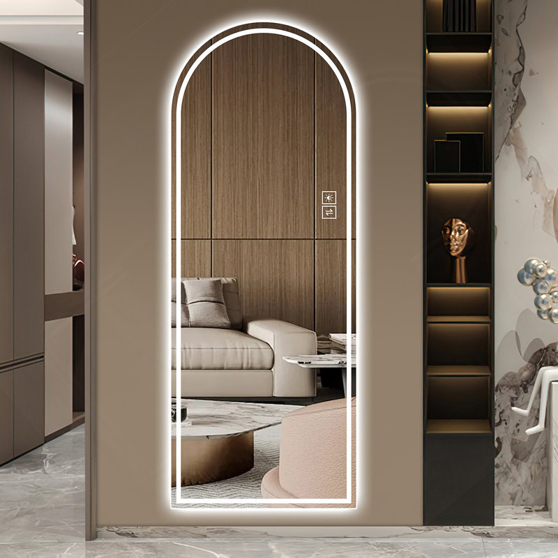 65" x 21" Arch Design LED Full Length Mirror ,Dimmable,  High Definition & Explosion-Proof, Full-Length Standing or Wall-Mounted - Brightly Lit for Makeup, Studio, and More