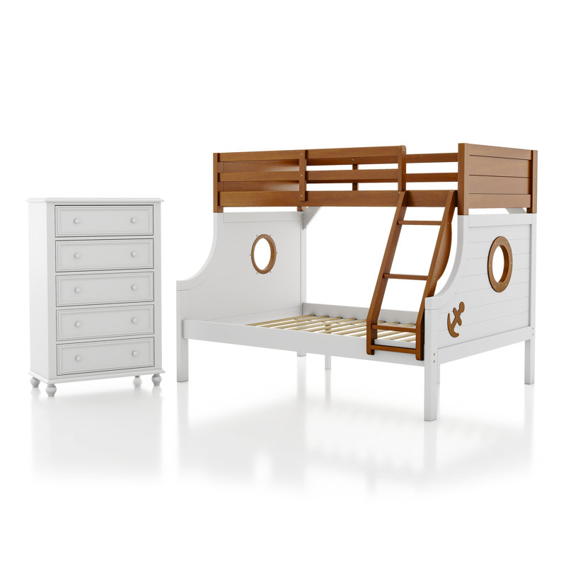 Ensemble de lit superposé et de commode 2 pièces Ostrander, Blanc / Brun