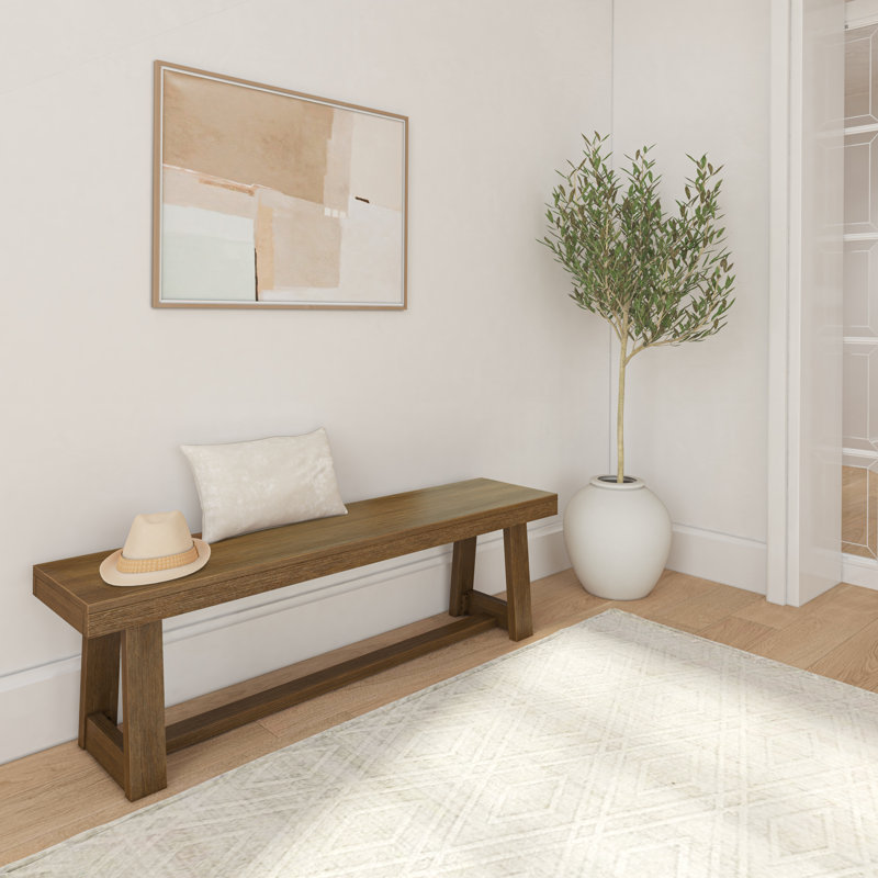 Linzy Classic Wood Bench, Pecan