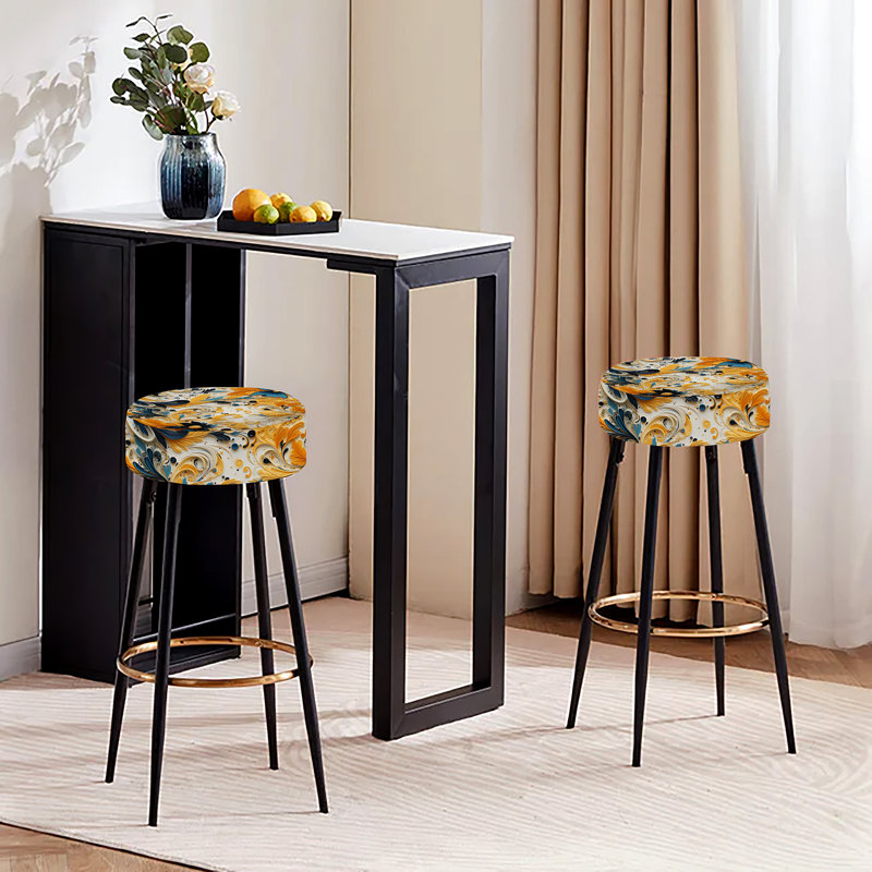 Tribal Fusion Marble Motif - Ensemble de 2 tabourets de bar en marbre