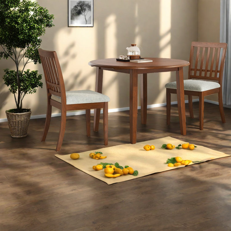 Ensemble de table de salle à manger 3 pièces peu encombrant, en bois aggloméré et en bois d'hévéa, conception moderne pour les petites cuisines