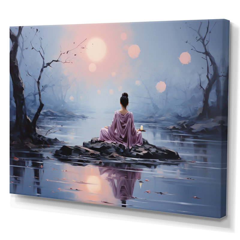 Gray Buddhism Buddhist Serenity, reproduction d'art sur toile, Toile tendue, H 34 po x l 44 po x P 1,5 po