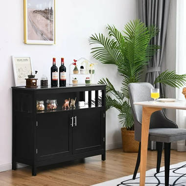 34 W Modern Buffet Sideboard with Adjustable Shelve, Bar Cabinet with Storage Wine Racks, Kitchen Server, Storage Cupboard Latitude Run