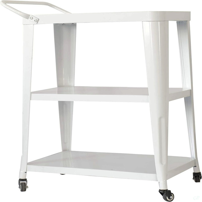 Chariot de salle à manger industriel à 3 niveaux avec roulettes pivotantes, Blanc