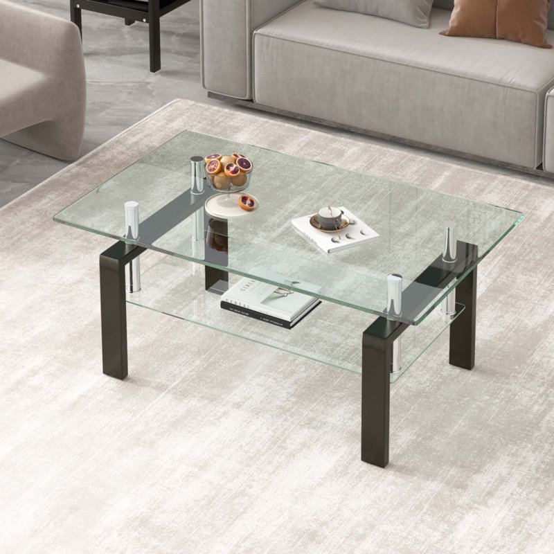 Table basse en verre trempé transparent