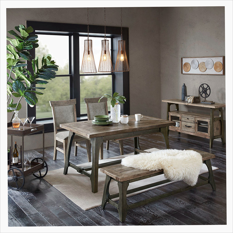 Gray Upholstered Solid Wood Dining Side Chair Set