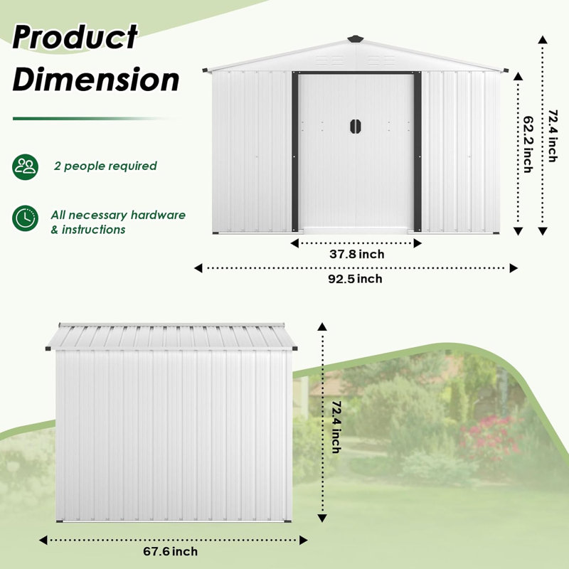 8 ft. x 6 ft. White Metal Outdoor Storage Shed