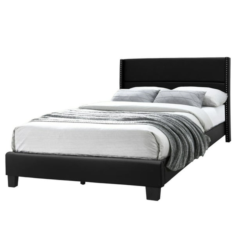  Lit plateforme tapissier Daigre Giulia, Noir, Double