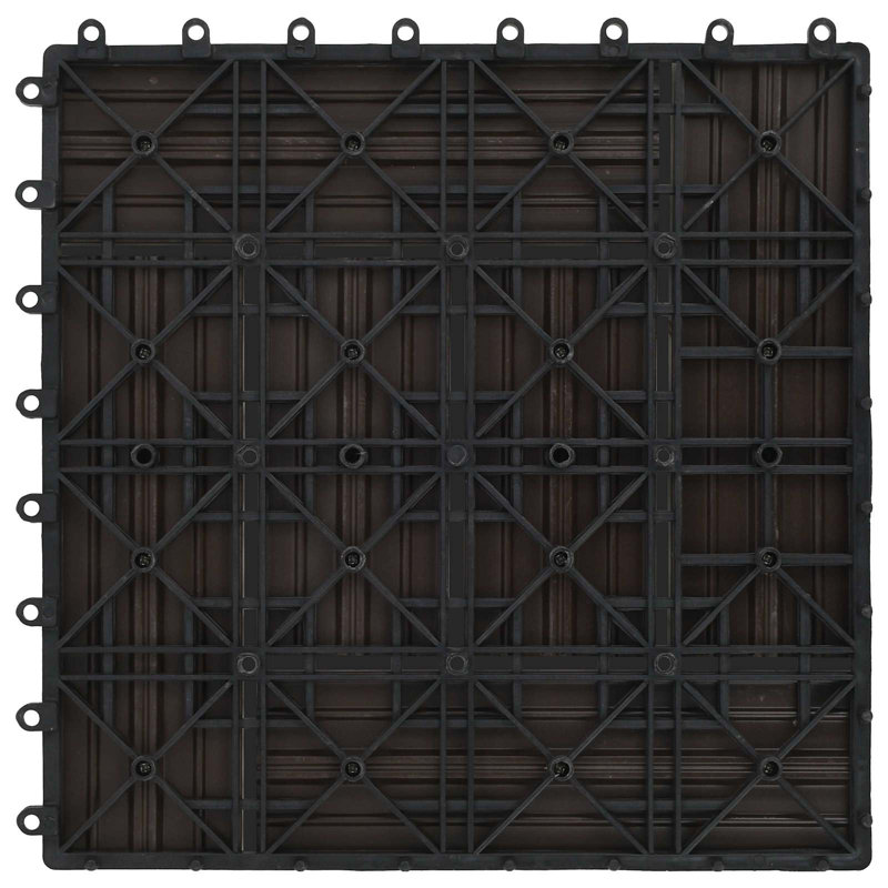 Vidaxl 11X Decking Tiles WPC Interlocking Floor Deck Tile 1 Sqm Multi Colours, Dark Brown