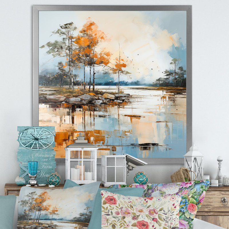 Impression sur toile Lake Smmer Charm, Cadre simple argenté, H 36 po x l 36 po x P 1,5 po