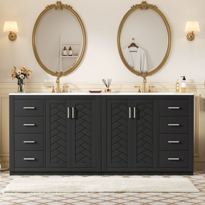 Le meuble-lavabo 72 po avec lavabo en céramique peut être séparé