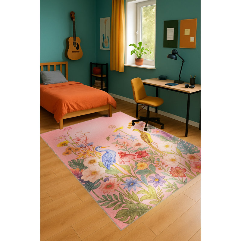 Tapis orange tissé lavable Mosso, 2'6" x 4'11"
