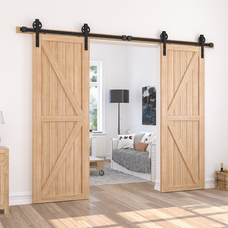 Standard Metallic Steel Barn Door Hardware Kit, 120-inch Track