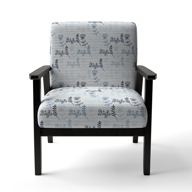 Fauteuil d'appoint rembourré à motif blanc et bleu