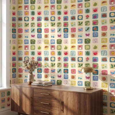 Whimsical Wallpaper Nature Hand-Drawn Wall Mural