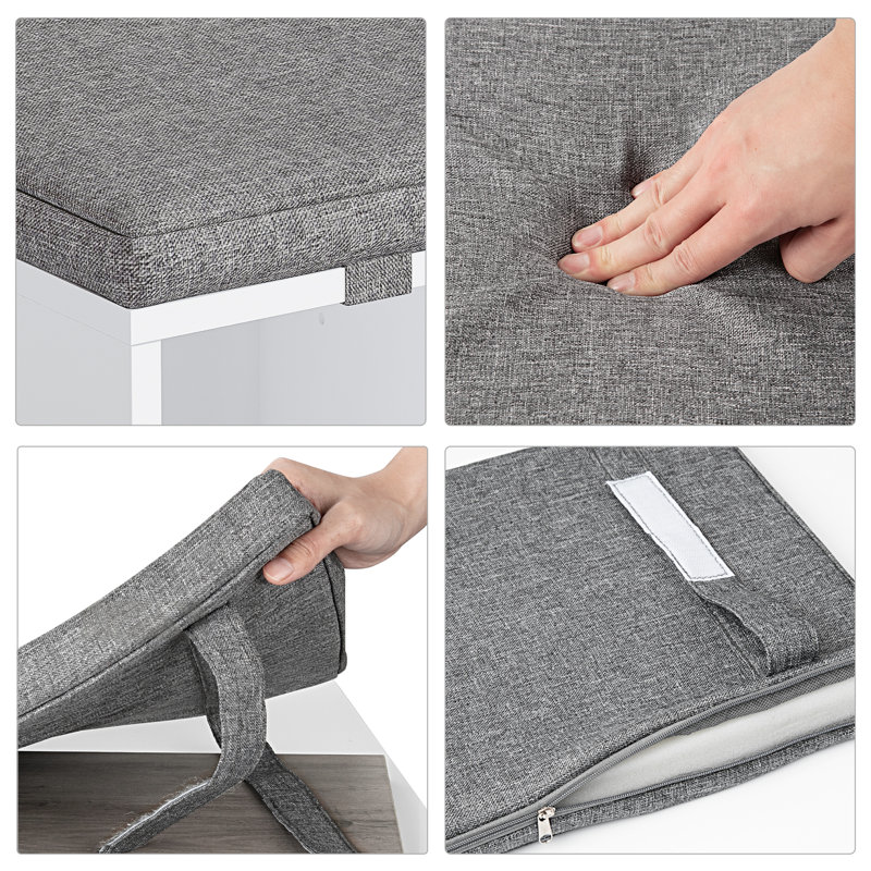 Entryway  Shoe Bench With Storage And Padded Seat, White
