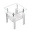 Ensemble de 2 tables à thé modernes en verre trempé, plateau en verre trempé avec panneau de fibres à densité moyenne, table basse, table de bout, table carrée pour le salon, transparent / blanc-2144853660-2144853635