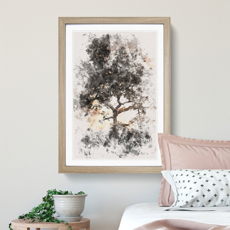 Leopard Siesta - Framed Print, Oak Framed, 87cm H x 62cm W x 2cm D
