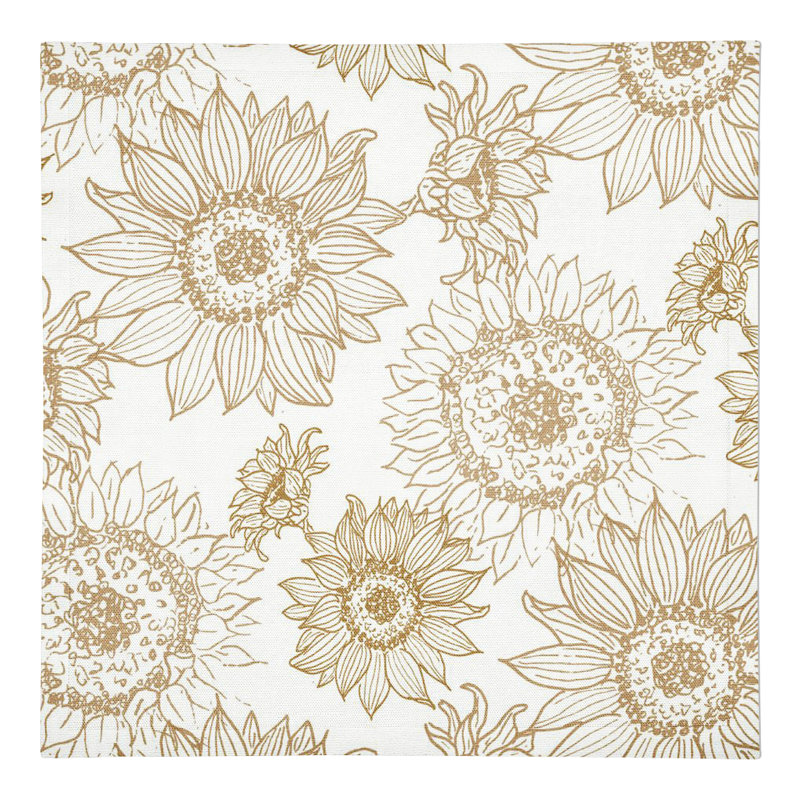 Ashraf Cotton Floral Rectangle Napkin, Gold/White
