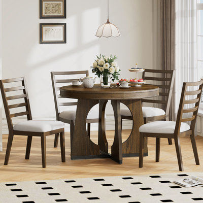 Ensemble de table de salle à manger 5 pièces, table de salle à manger extensible avec une rallonge amovible, 4 chaises de salle à manger pour la cuisine et la salle à manger