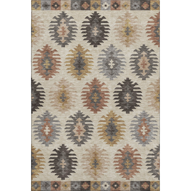 Premium Machine Washable Prisco Beige Rug, Rectangle 8' x 10'