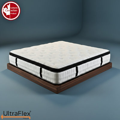 Matelas hybride à ressorts ensachés ultra grand de 14 po UltraFlex® TruFirm - Confort de refroidissement orthopédique, support de bord renforcé, certifié CertiPUR-US® | Fabriqué au Canada