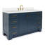 Ensemble de meuble-lavabo simple en bois massif 61 po Freitas bleu minuit avec plateau en quartz blanc pur 1,5 po, évier central ovale-552773006-618993082-618993083