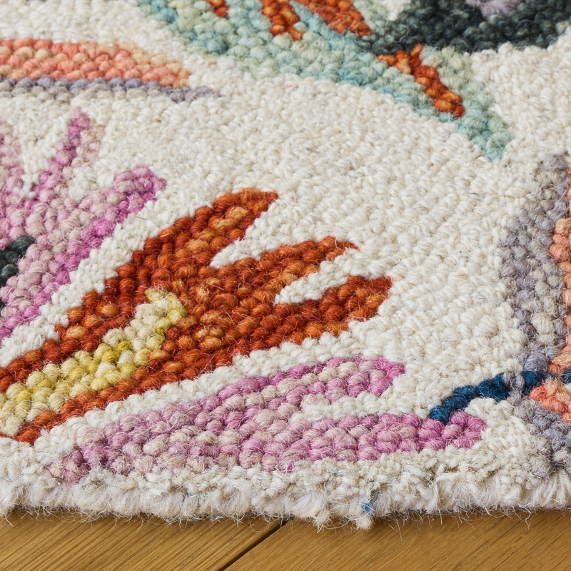 Jardin Hand Tufted Wool; Cotton Floral Indoor Rug, Round 4'