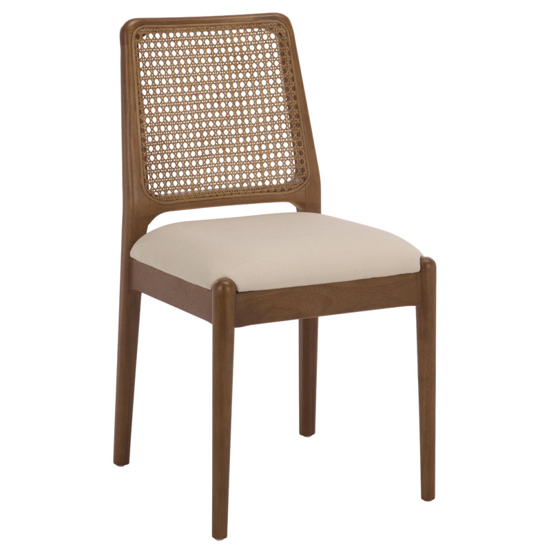Chaise d'appoint Dinwiddie, White leg / Honey Brown upholstery