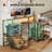 L Shaped Computer Desk with LED Lights, Power Outlets & USB Charging Ports, Foldable Extension Panel, Home Office Desk with Storage Drawers & Open Shelves, Rustic Brown-1076174857
