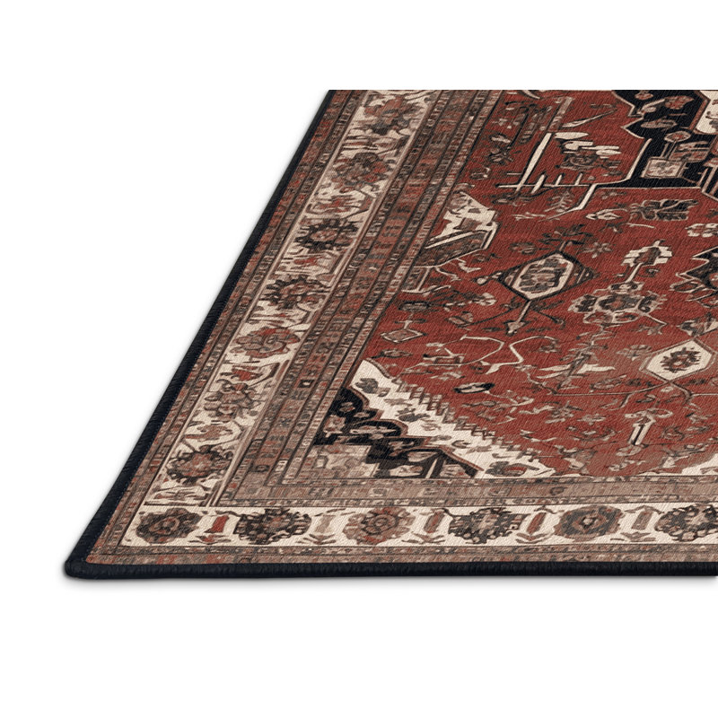 Machine Washable Persian Black Area Rug, Rectangle 2' x 3'