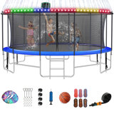 Fiziti Outdoor Trampoline Series 16' Round Backyard Trampoline with Safety Enclosure