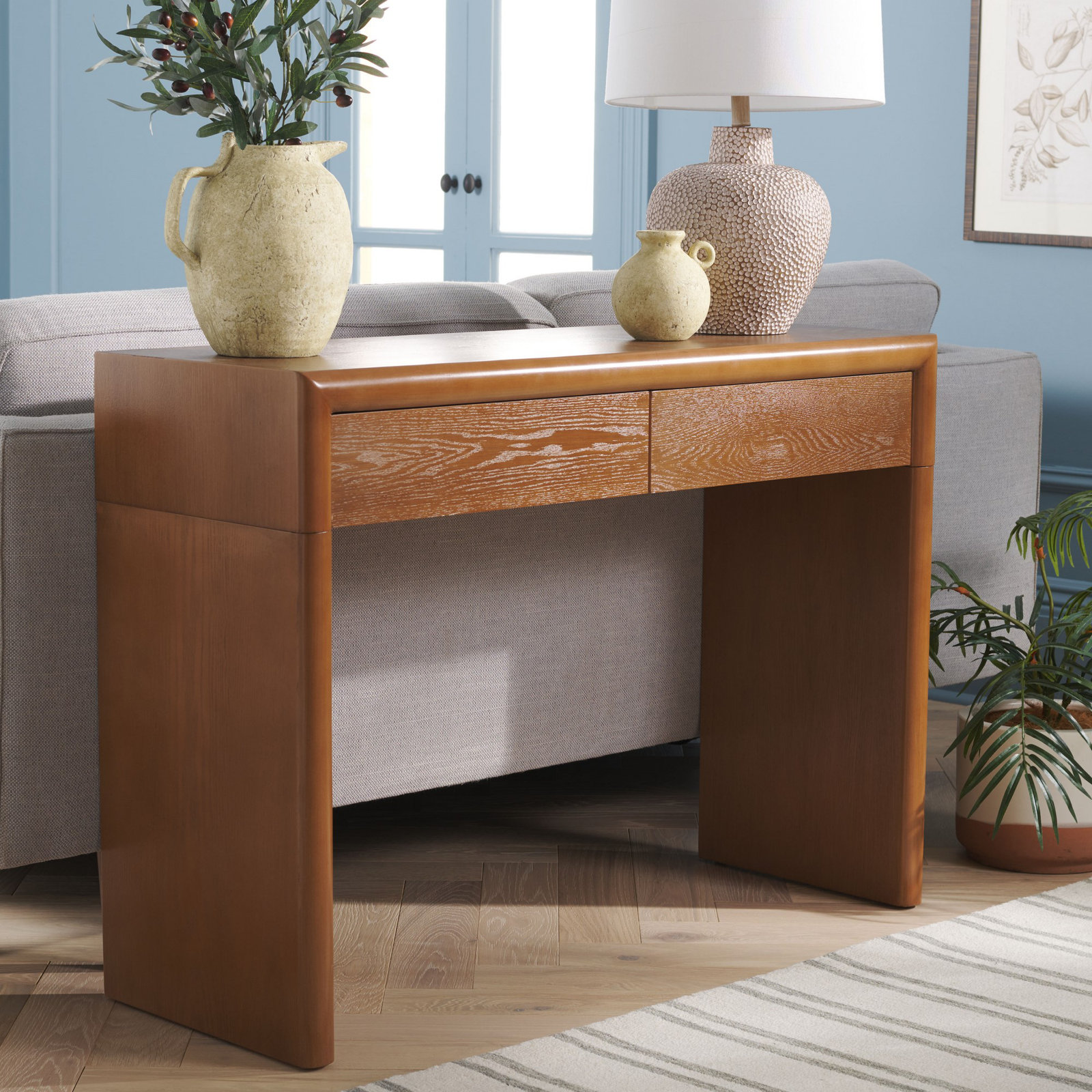 Valorie 45" Console Table, Natural Brown
