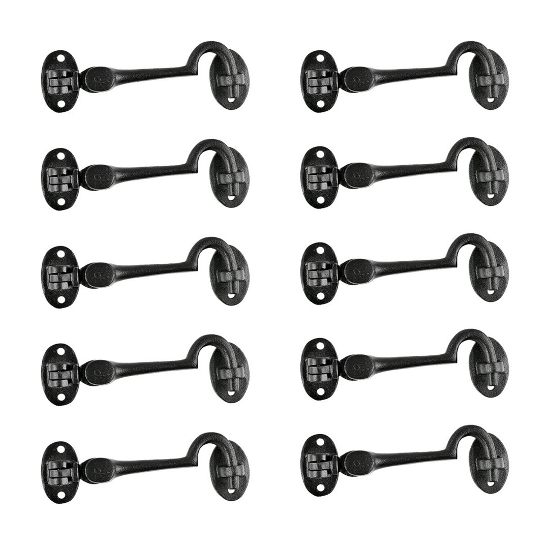 Iron Cabin Hook Eye Shed Gate Door Latch Locker Holder (Set of 10) The Renovators Supply Inc.