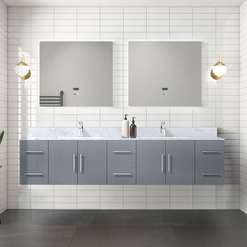 Meuble-lavabo double gris foncé 84 po X P 22 po D, Gris foncé