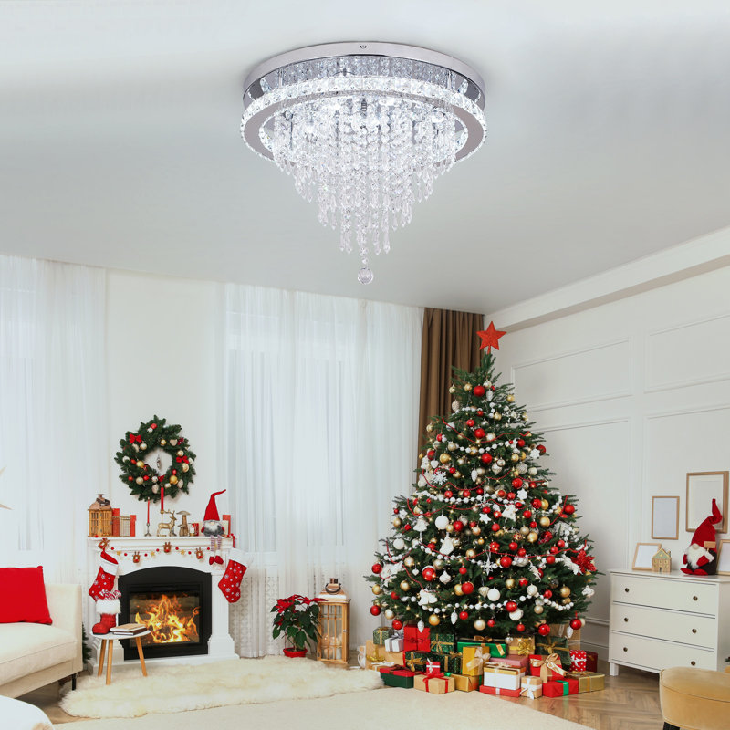 19.6" Crystal Chandeliers Crystal Ceiling Light Fixtures LED Flush Mount Light Modern Chandelier For Living Room Bedrooms Dining Room With Stepless dimming