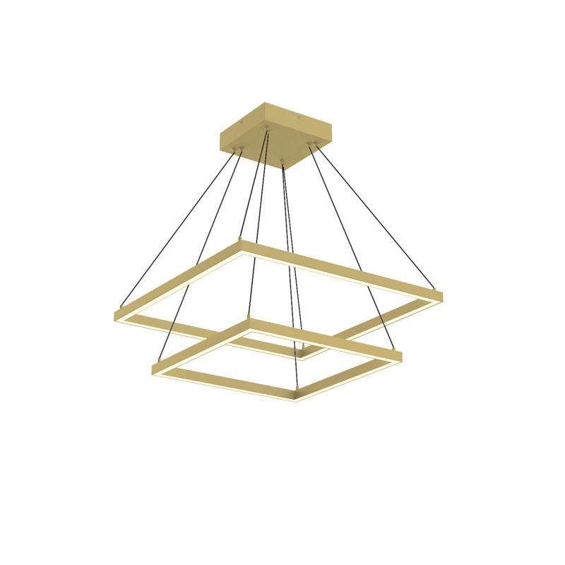 Lustre rectangulaire à 2 lumières DEL en aluminium à intensité variable Piazza, H 1,38 po x l 23,625 po x P 23,63 po