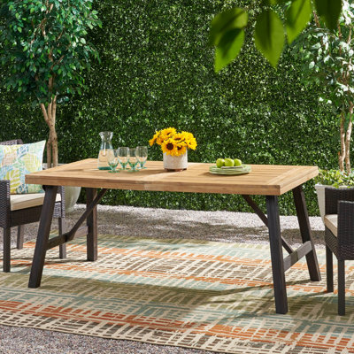 Table de salle à manger - bois, plateau à lattes, capacité de 300 lb, gris, profondeur de 69,98 po, largeur de 34,55 po, hauteur de bois de 28,57 po avec panneaux, finition grise, P x P H